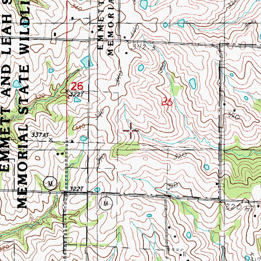 Topographic Map of Emmett and Leah Seat Memorial Wildlife Area, MO