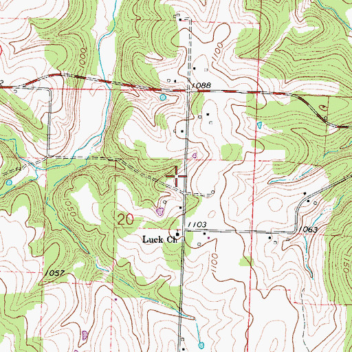 Topographic Map of Luck School (historical), MO
