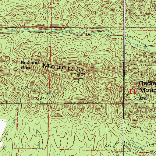 Topographic Map of Redland Mountain, AR