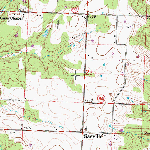 Topographic Map of Rose Hill Church (historical), MO