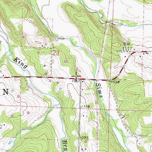 Topographic Map of Swadley School (historical), MO
