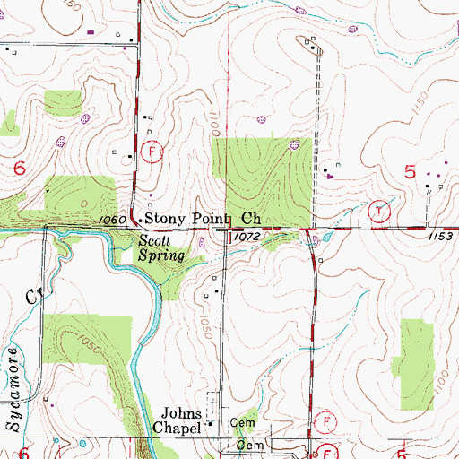 Topographic Map of Stony Point School (historical), MO