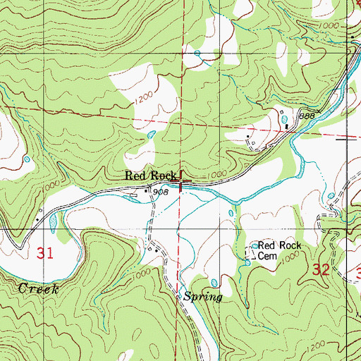 Topographic Map of Red Rock, AR