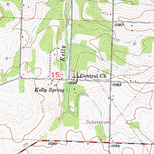 Topographic Map of Central Church, MO