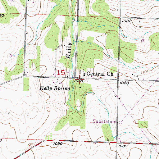 Topographic Map of Kelly School (historical), MO