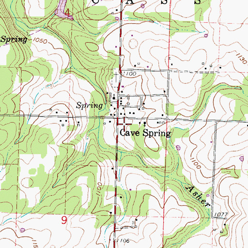 Topographic Map of Colored School (historical), MO