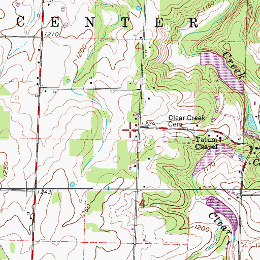 Topographic Map of Clear Creek School (historical), MO
