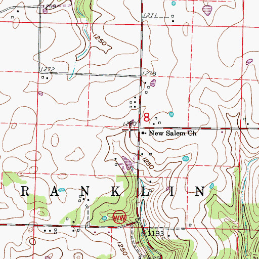 Topographic Map of Pleasant Hill School (historical), MO
