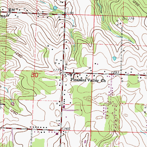 Topographic Map of Pleasant Valley School (historical), MO