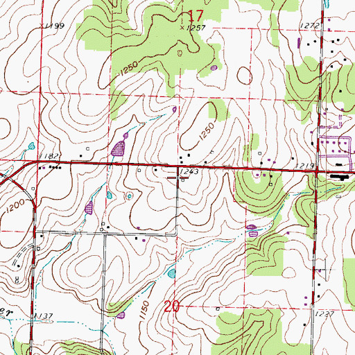 Topographic Map of Bennett School (historical), MO
