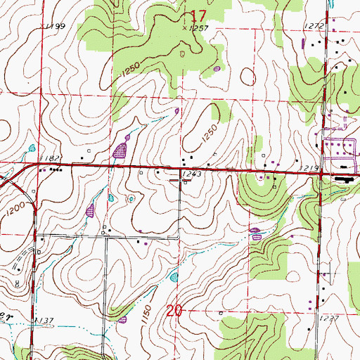 Topographic Map of Bennett School (historical), MO