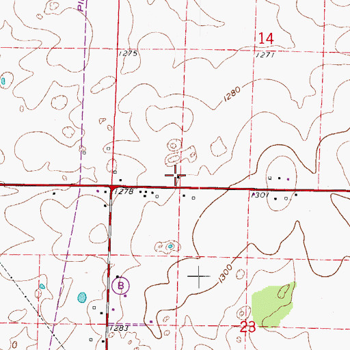 Topographic Map of Center School (historical), MO