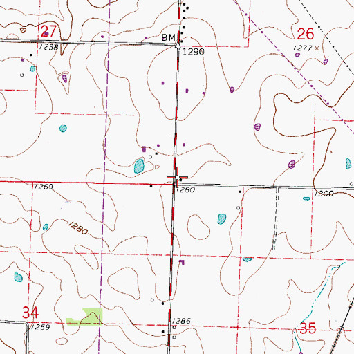 Topographic Map of Brick School (historical), MO