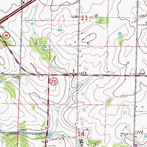 Topographic Map of Beulah School (historical), MO