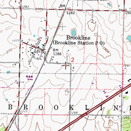 Topographic Map of Brookline School (historical), MO