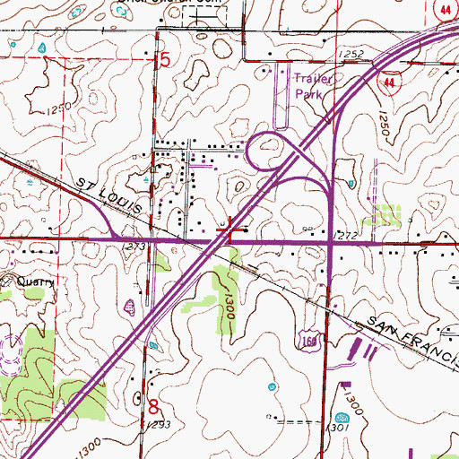 Topographic Map of Lakeview School (historical), MO