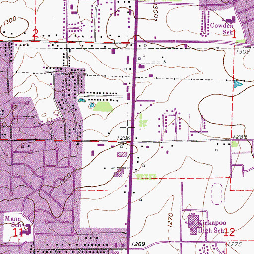 Topographic Map of Crenshaw School (historical), MO