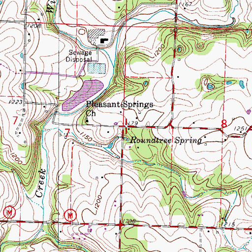Topographic Map of Roundtree School (historical), MO