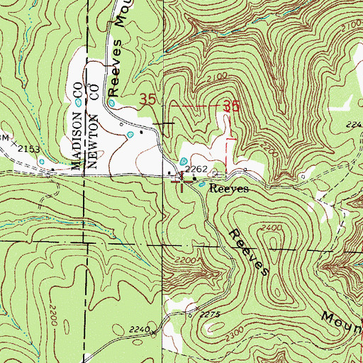 Topographic Map of Reeves, AR