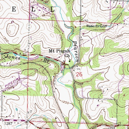 Topographic Map of Mumford, MO