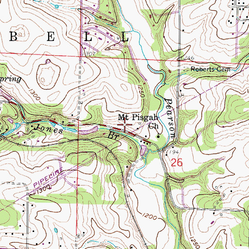 Topographic Map of Mount Pisgah School (historical), MO