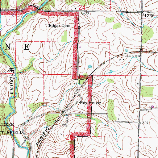 Topographic Map of Capernium School (historical), MO