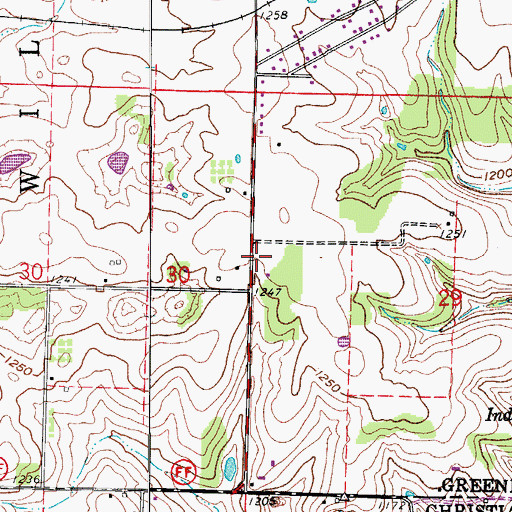 Topographic Map of Green Ridge School (historical), MO