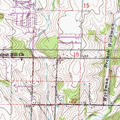 Topographic Map of Central Point School (historical), MO