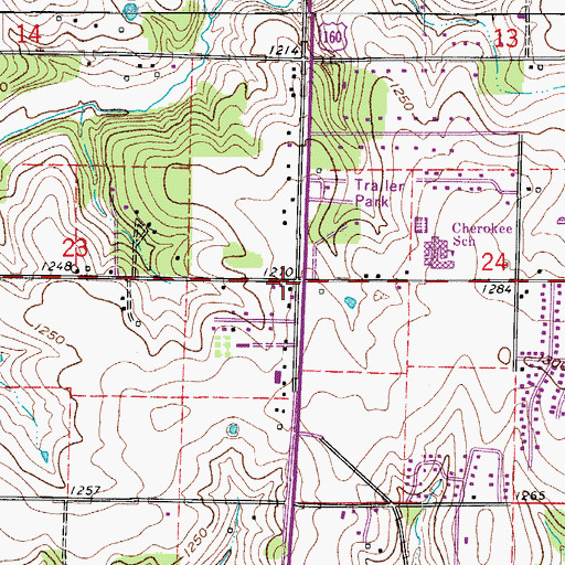 Topographic Map of Plainview School (historical), MO