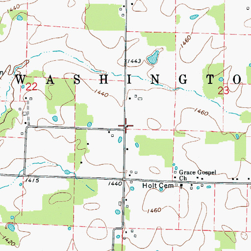 Topographic Map of Kelly Chapel School (historical), MO