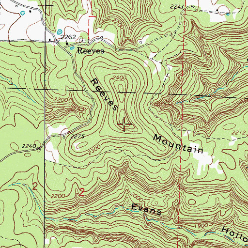 Topographic Map of Reeves Mountain, AR