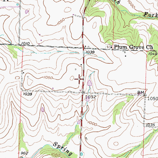 Topographic Map of Plum Grove School (historical), MO