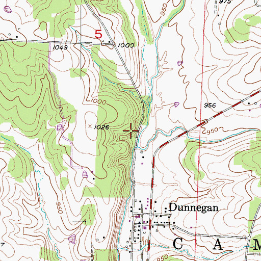 Topographic Map of Dunnegan School (historical), MO