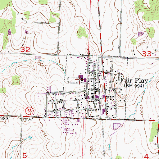 Topographic Map of Consolidated School Number 7, MO