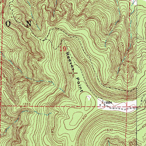 Topographic Map of Reeves Point, AR