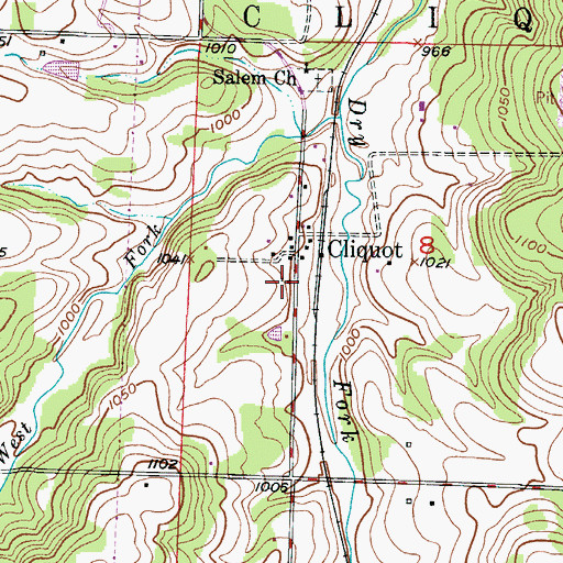 Topographic Map of Cliquot School, MO
