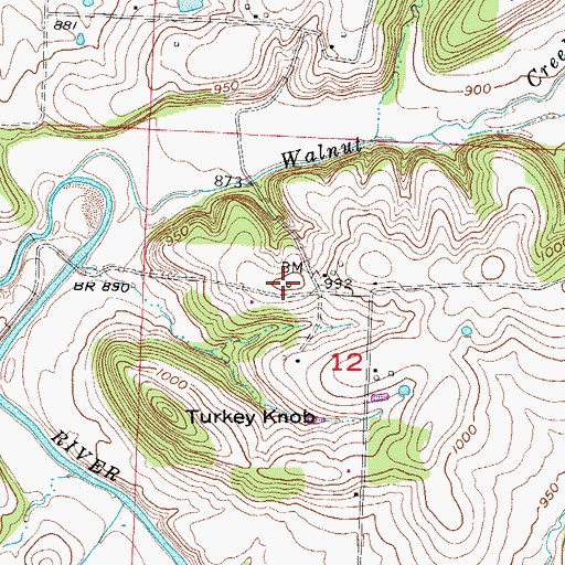 Topographic Map of Orleans School (historical), MO