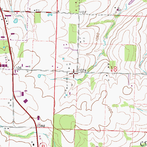 Topographic Map of Forest Grove School (historical), MO
