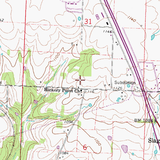 Topographic Map of Hickory Point School (historical), MO