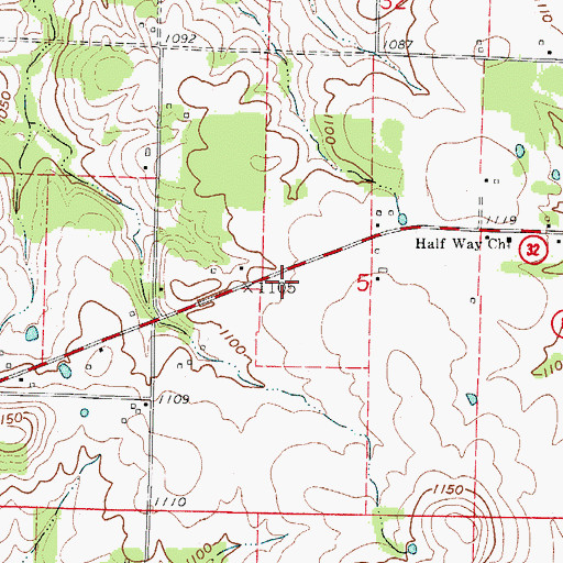 Topographic Map of Ratcliff School (historical), MO