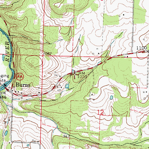Topographic Map of McKinney School (historical), MO