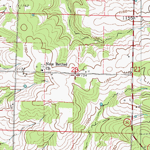 Topographic Map of New Bethel School (historical), MO