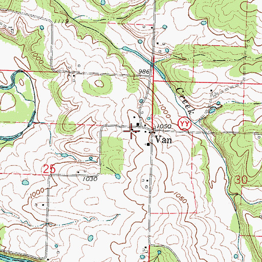Topographic Map of Van School (historical), MO