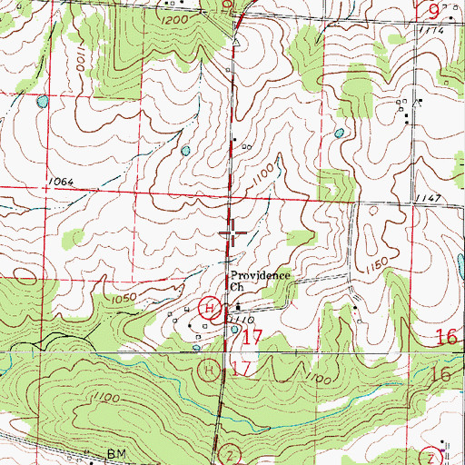 Topographic Map of Providence School (historical), MO