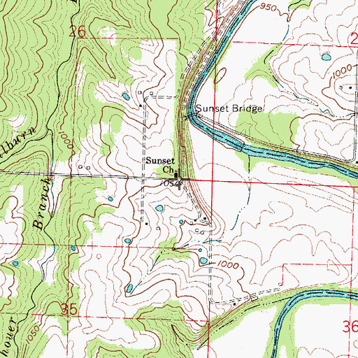 Topographic Map of Sunset, MO