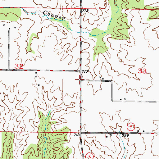 Topographic Map of Deer Ridge, MO