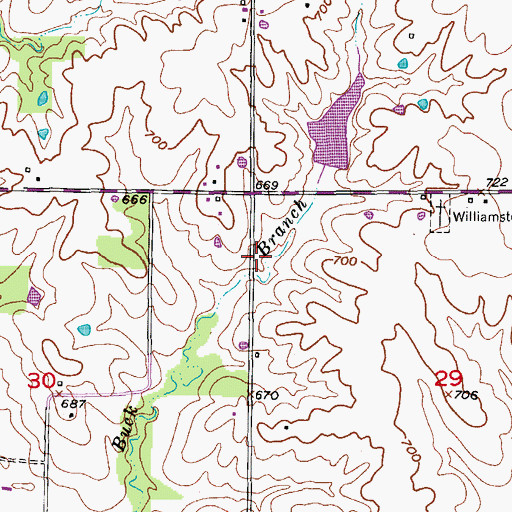 Topographic Map of Buck Branch School (historical), MO