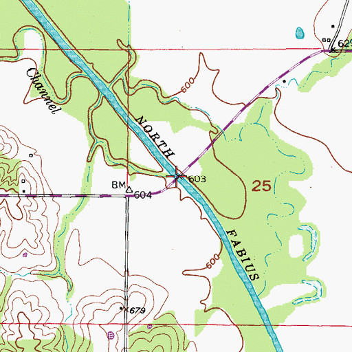 Topographic Map of McLain Bridge, MO