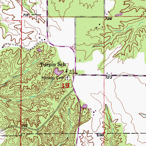 Topographic Map of Midway Chapel (historical), MO