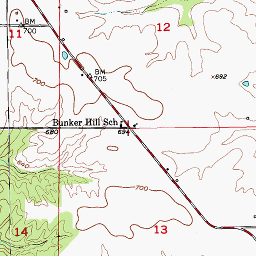 Topographic Map of Bunker Hill (historical), MO